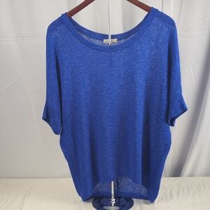 one clothing Relaxed Short Sleeve Knit Top in Royal Blue
